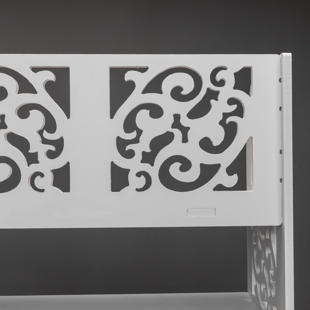 Wood-plastic Board Five Tiers Carved Shoe Rack White A view 4