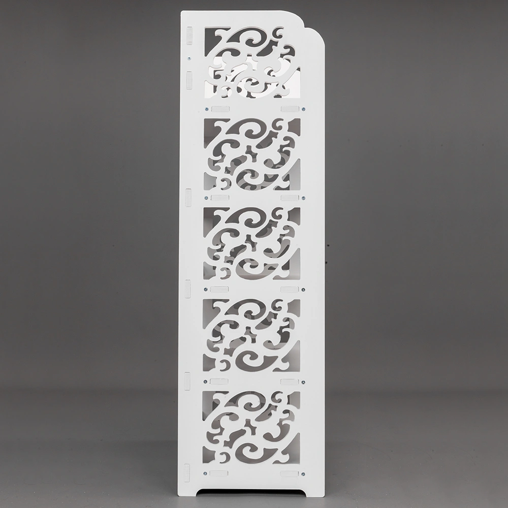 Wood-plastic Board Five Tiers Carved Shoe Rack White A view 5