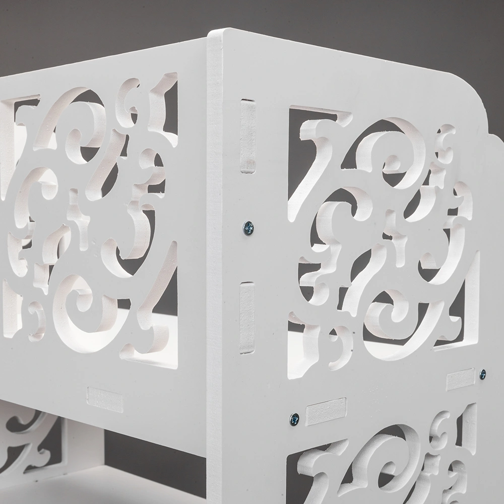 Wood-plastic Board Five Tiers Carved Shoe Rack White A view 6