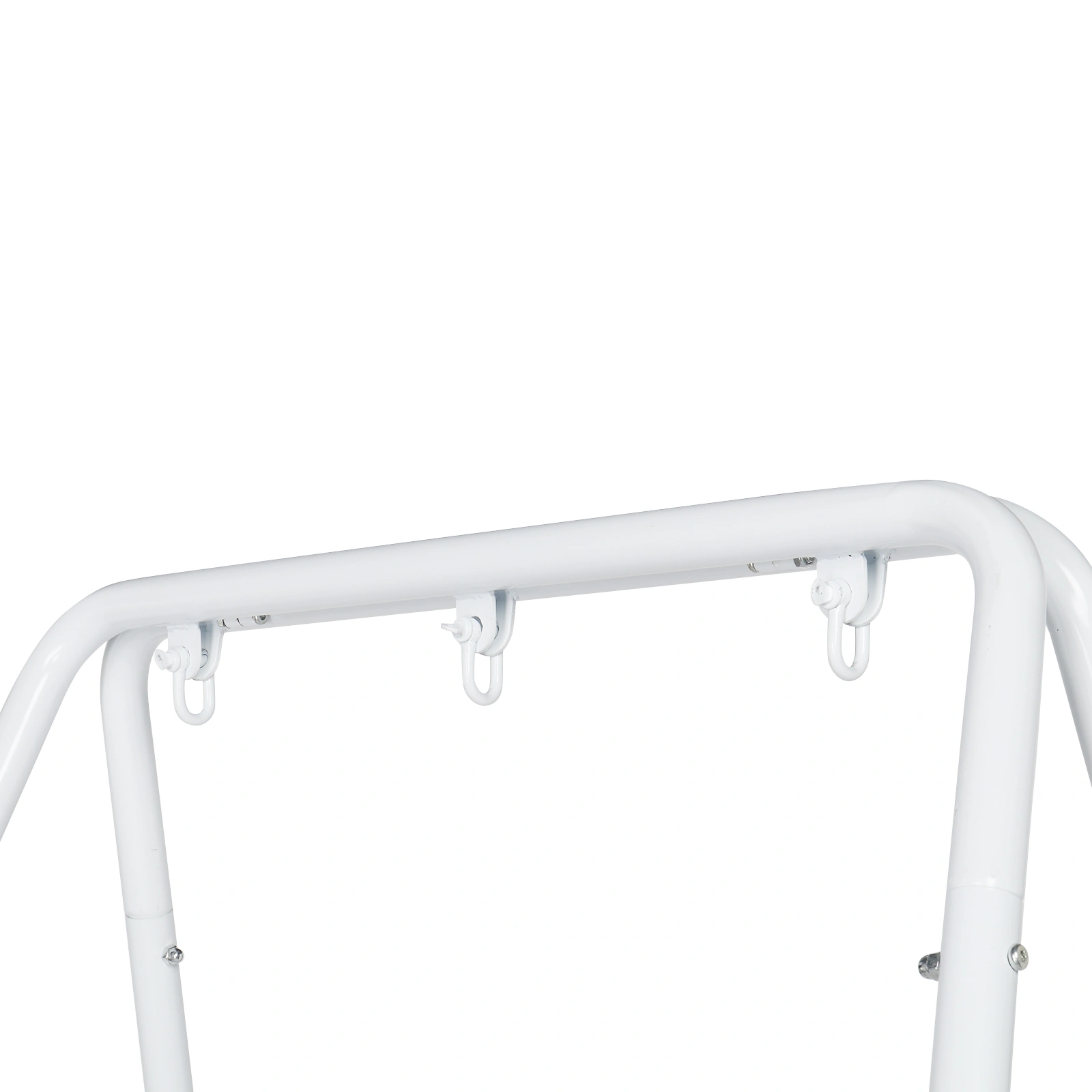 Wrought Iron Hanging Chair Frame Stand 133x137x180cm 200kg Capacity Four-Legged Garden Swing with 3 Rings - White view 17