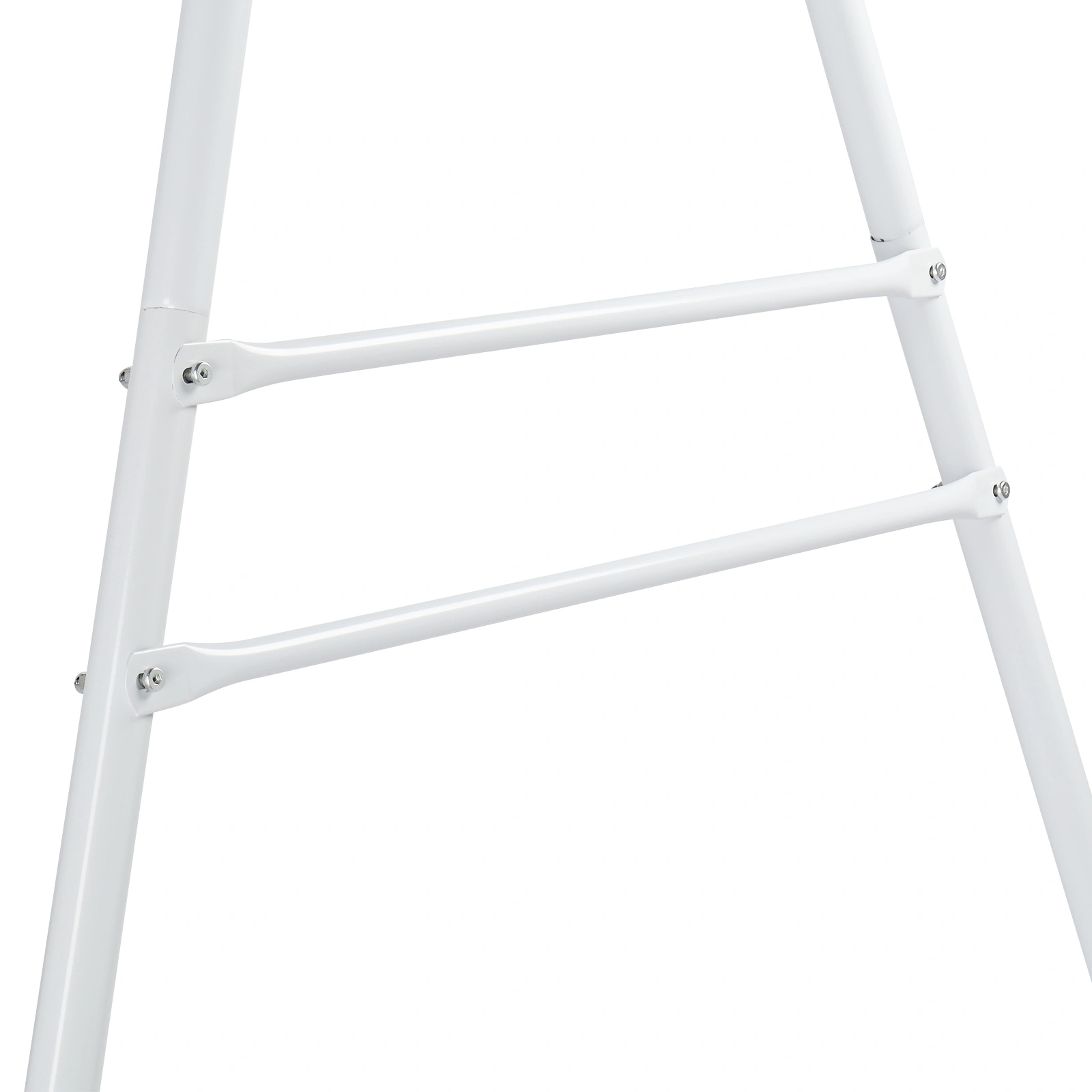 Wrought Iron Hanging Chair Frame Stand 133x137x180cm 200kg Capacity Four-Legged Garden Swing with 3 Rings - White view 18