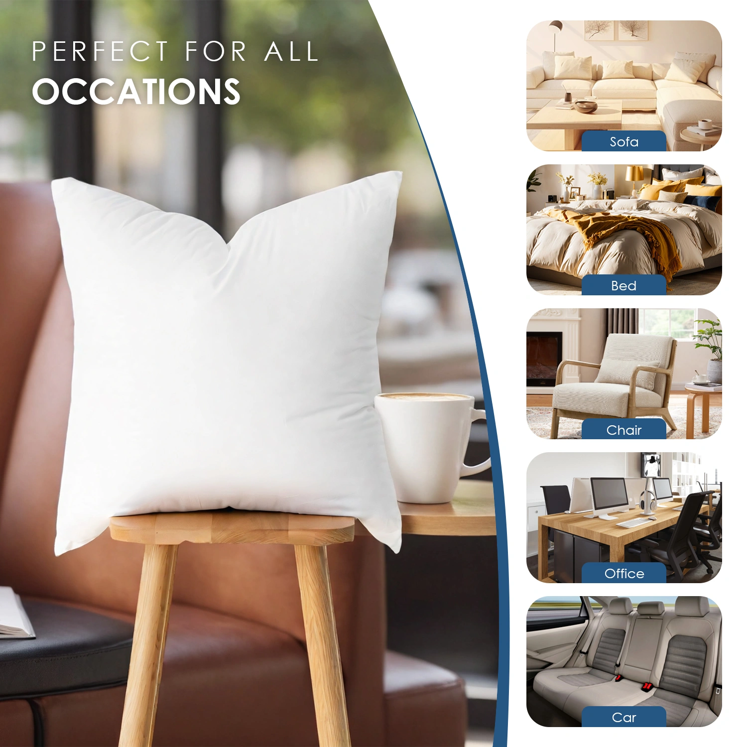 This two-pack of large pillow inserts delivers quality at an affordable price. Carefully controlled filling density ensures each insert remains full and structured for extended use. The 22-inch size fits most standard pillow covers, making it an econ view 4