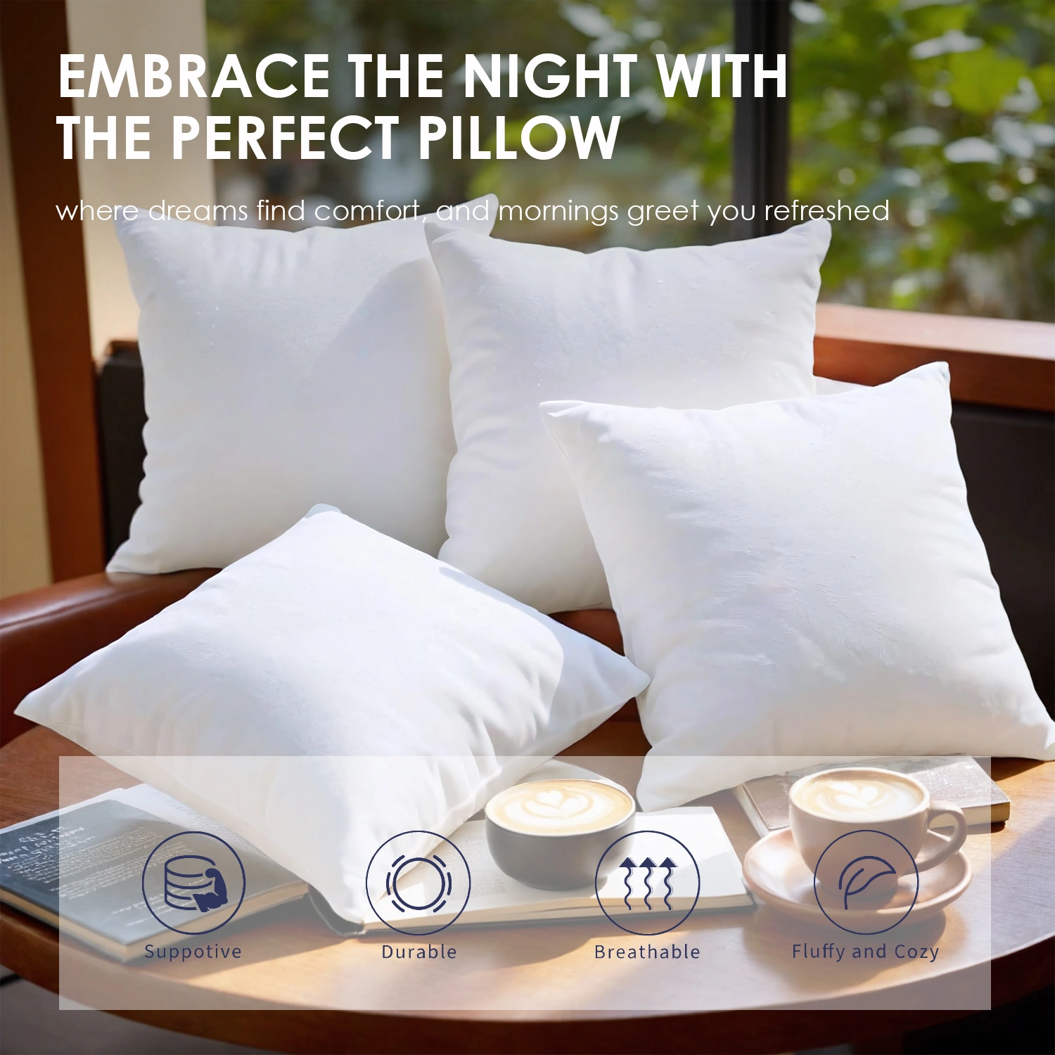 This two-pack of large pillow inserts delivers quality at an affordable price. Carefully controlled filling density ensures each insert remains full and structured for extended use. The 22-inch size fits most standard pillow covers, making it an econ view 8