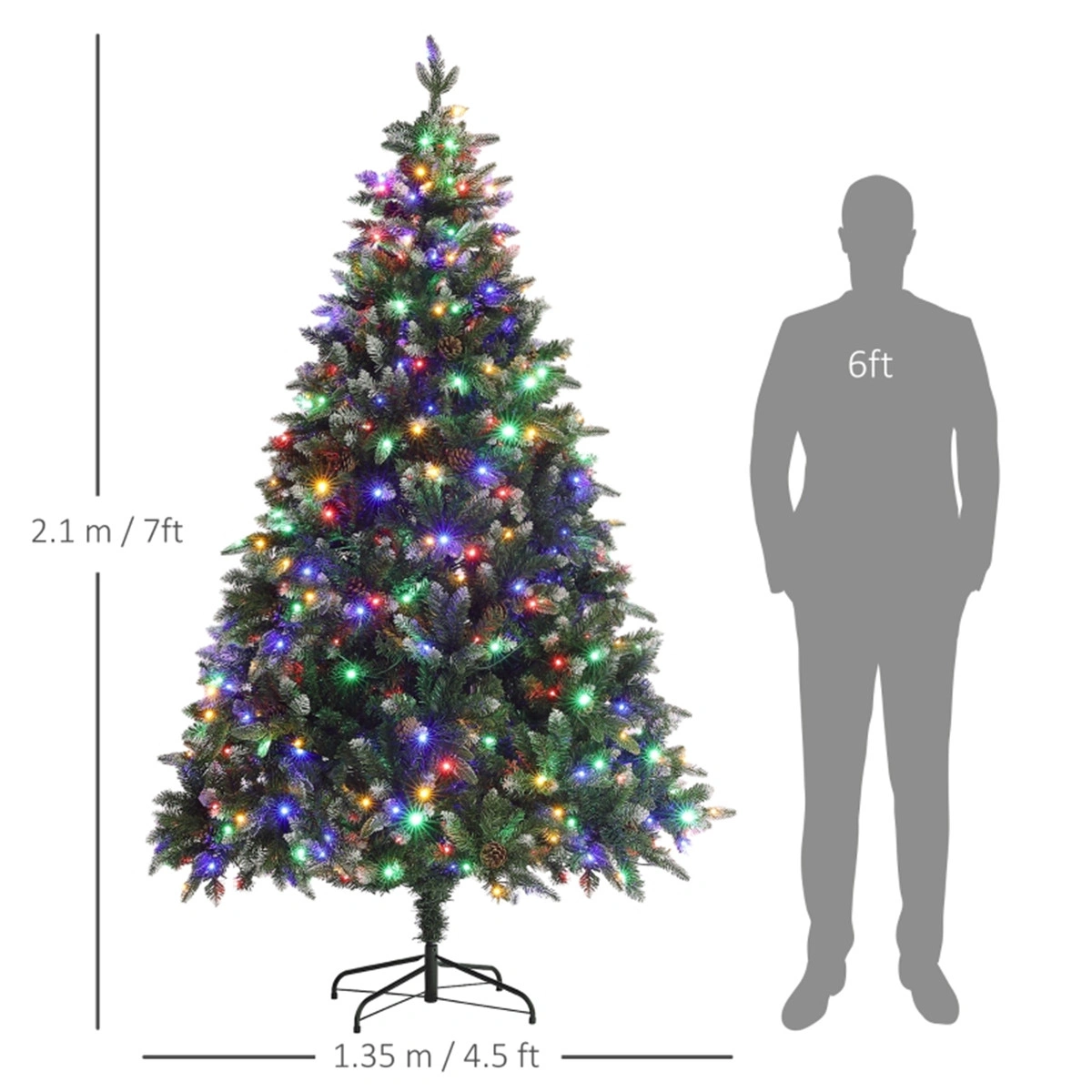 7 Ft Artificial Christmas Tree, Full Body Hinged Branches, Indoor Outdoor Holiday Decor, Easy Assembly, Stand Included view 3
