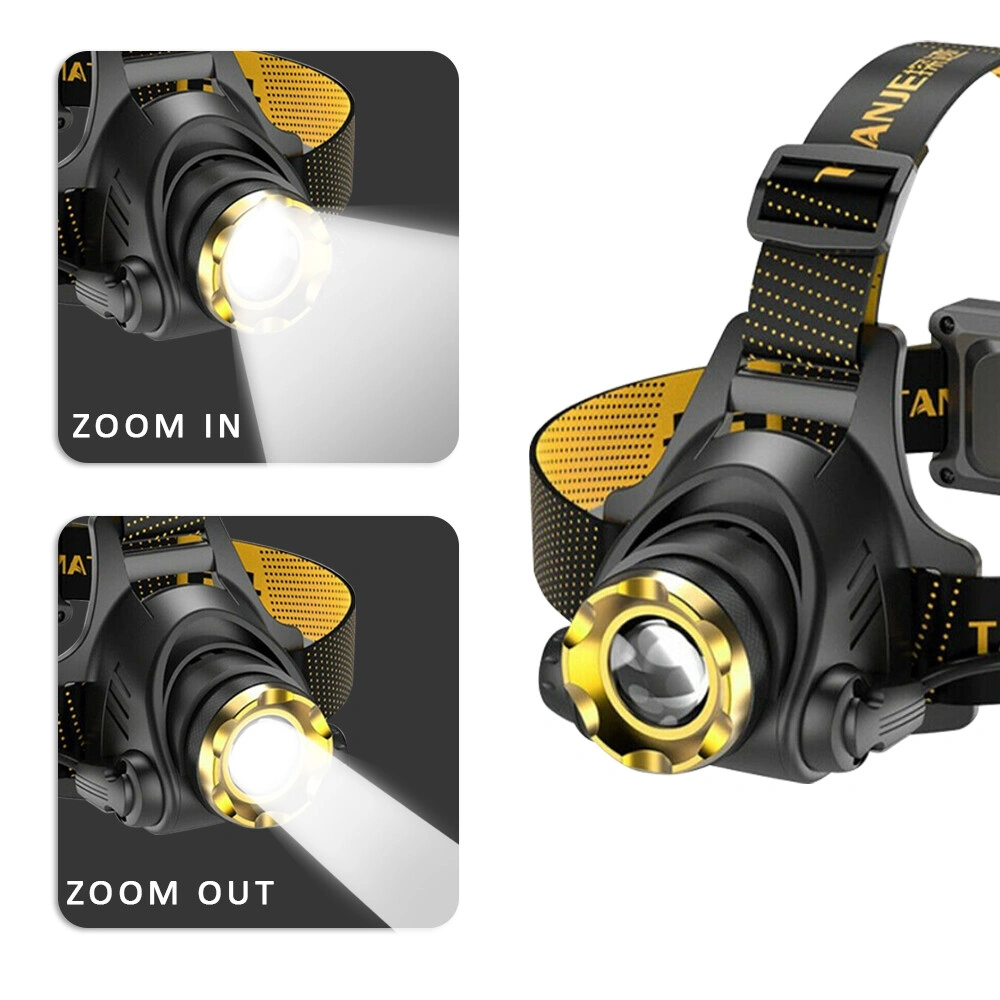 USB Rechargeable LED Headlamp, 3 Modes Zoomable Head Torch, Car Charger and USB Cable Included, Waterproof Headlight for Camping Hiking view 4