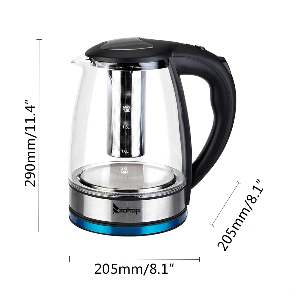 HD-1861-A 110V 1200W 1.8L Electric Glass Kettle US Plug view 3