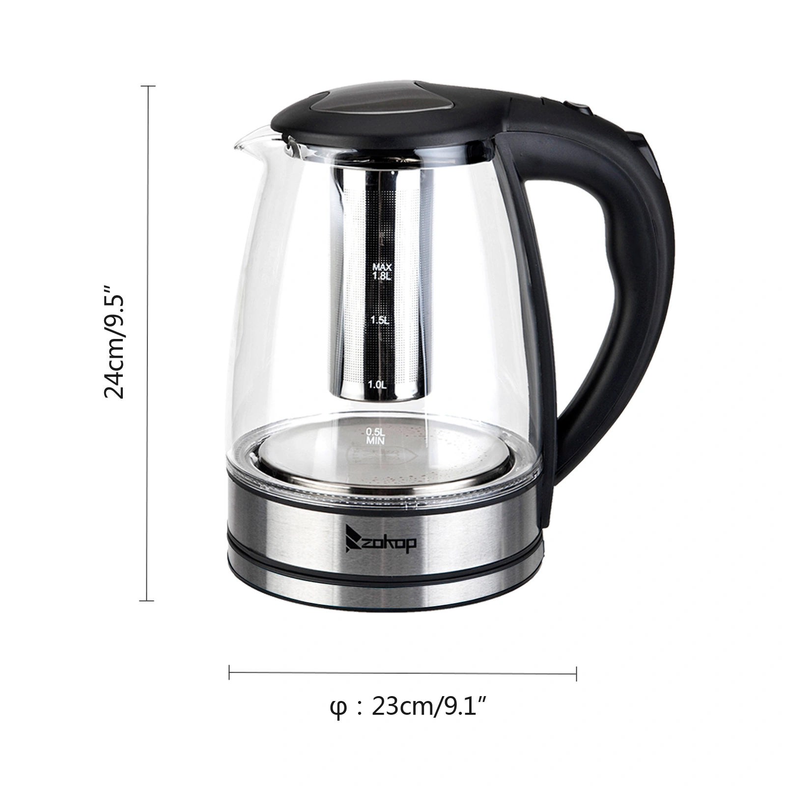 HD-1861-A 110V 1200W 1.8L Electric Glass Kettle US Plug view 46