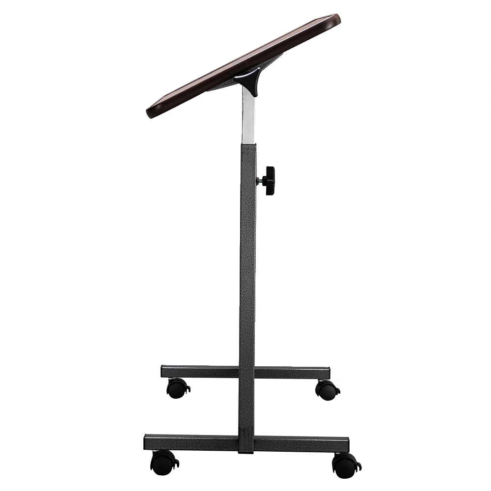 Multifunctional Adjustable Bedside Table MDF/Iron/4 Wheels With Brake, Dark Wood Grain Color view 10