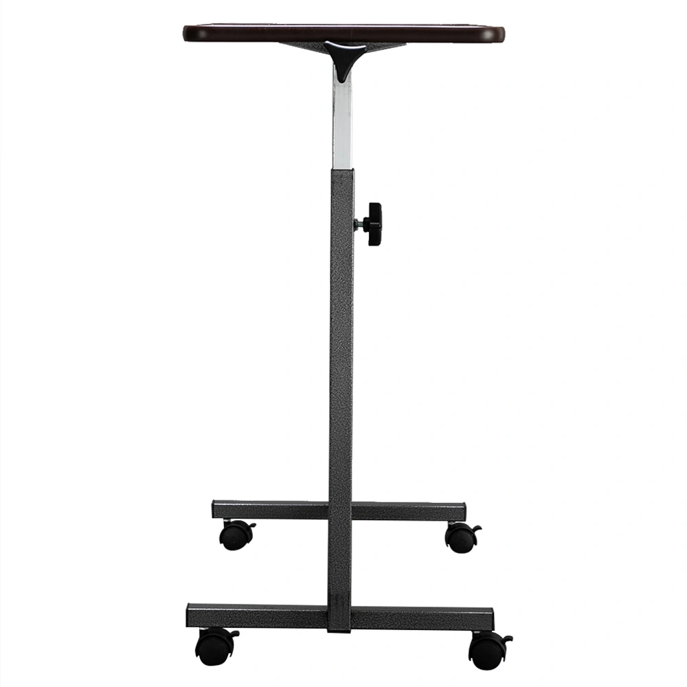 Multifunctional Adjustable Bedside Table MDF/Iron/4 Wheels With Brake, Dark Wood Grain Color view 11