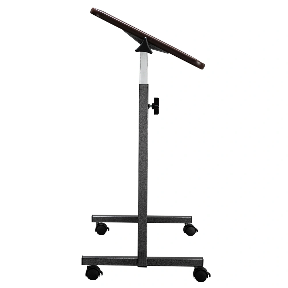 Multifunctional Adjustable Bedside Table MDF/Iron/4 Wheels With Brake, Dark Wood Grain Color view 12