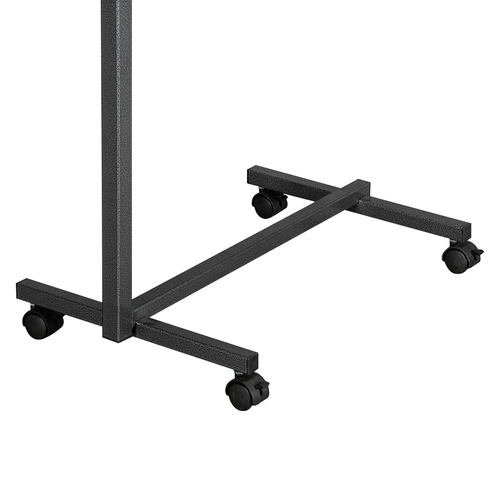 Multifunctional Adjustable Bedside Table MDF/Iron/4 Wheels With Brake, Dark Wood Grain Color view 19