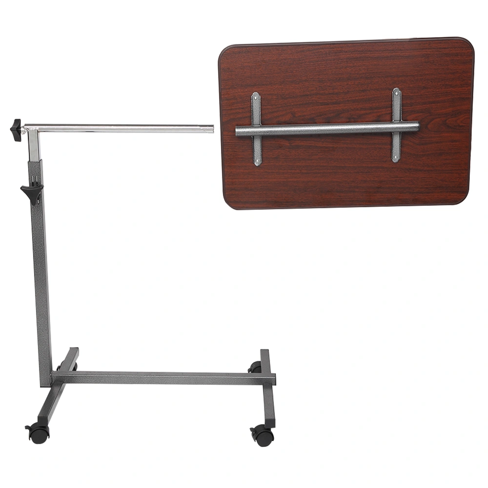 Multifunctional Adjustable Bedside Table MDF/Iron/4 Wheels With Brake, Dark Wood Grain Color view 22