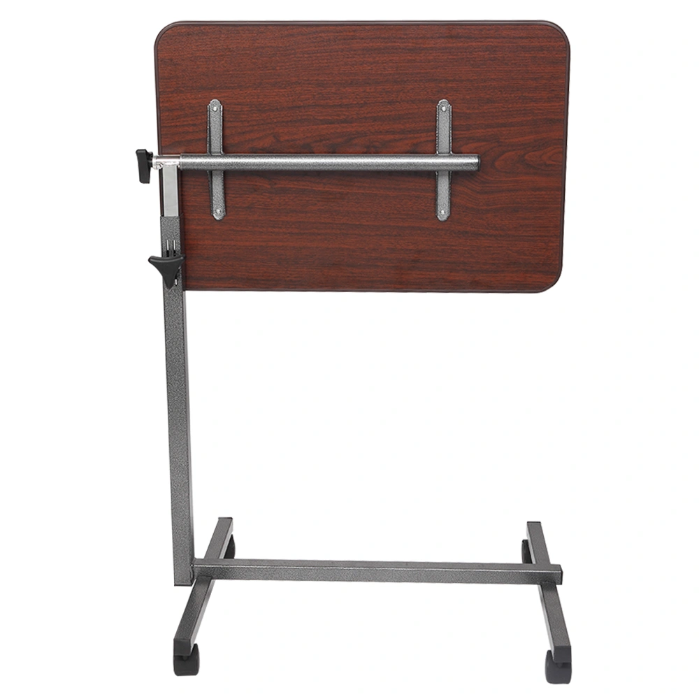 Multifunctional Adjustable Bedside Table MDF/Iron/4 Wheels With Brake, Dark Wood Grain Color view 30