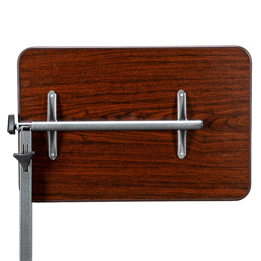 Multifunctional Adjustable Bedside Table MDF/Iron/4 Wheels With Brake, Dark Wood Grain Color view 39