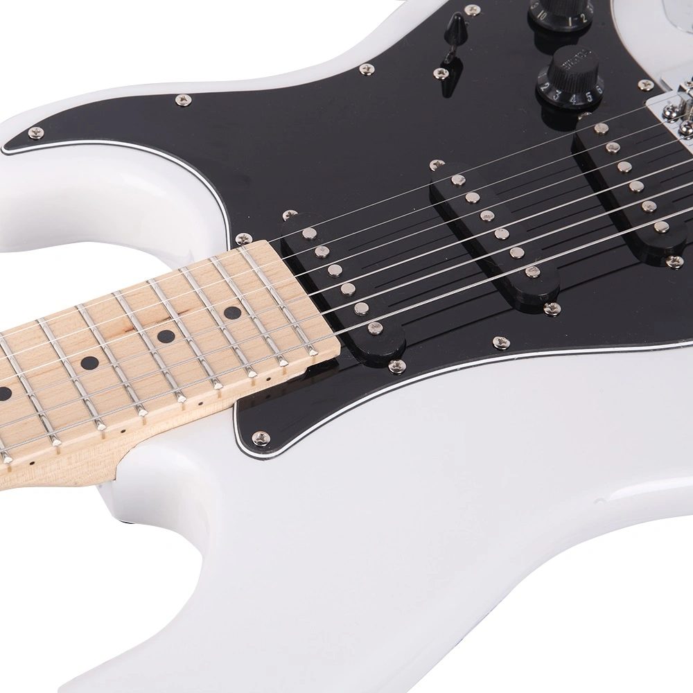 GST Stylish Electric Guitar Kit, Black Pickguard, White Solid Body with Hardware Ready to Assemble Beginner Guitar Set view 11