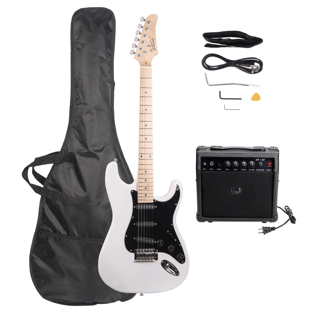 GST Stylish Electric Guitar Kit, Black Pickguard, White Solid Body with Hardware Ready to Assemble Beginner Guitar Set view 17