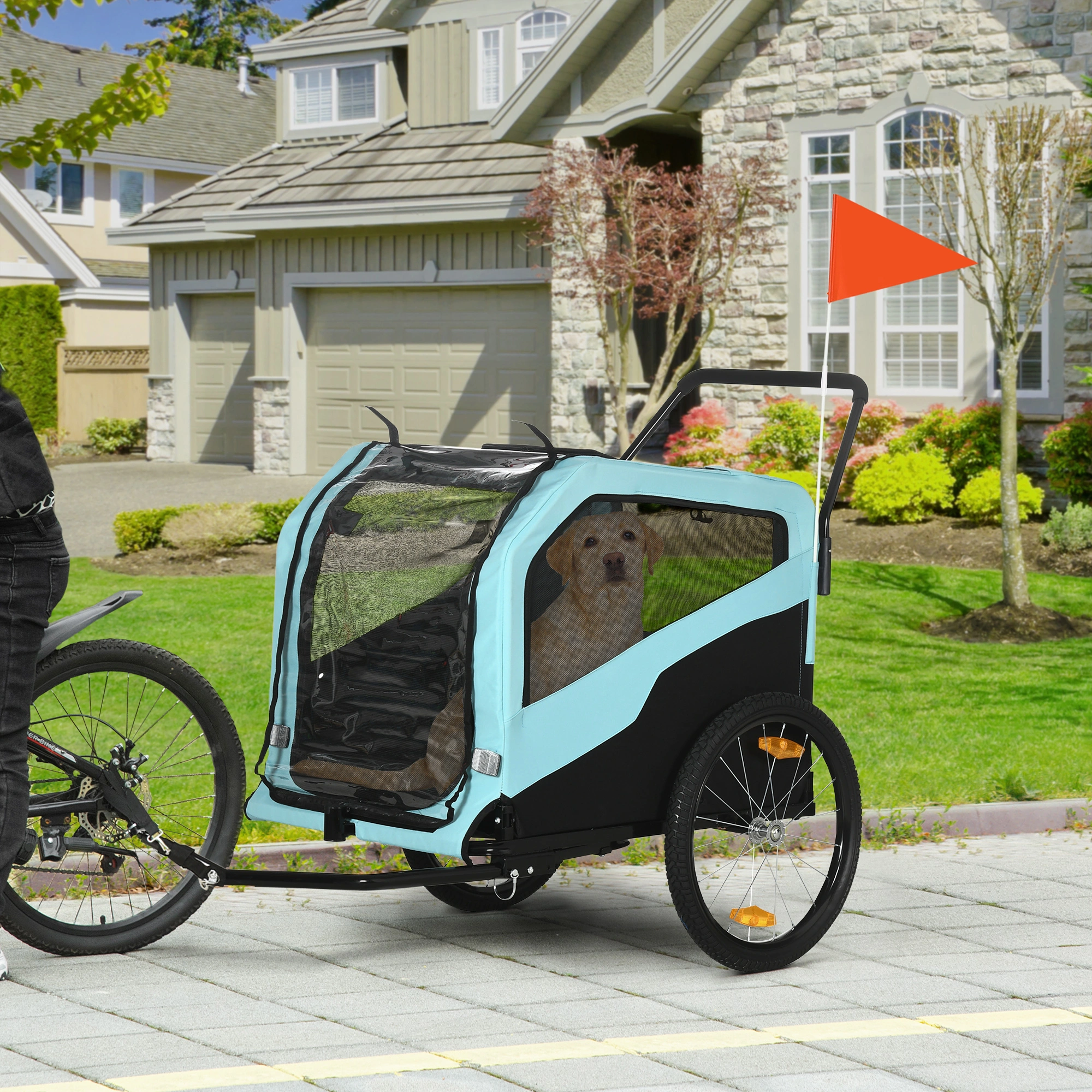 Pet Bicycle Cart - All-Terrain Dog Bike Trailer with Removable Basket, Foldable Frame & Safety Tether for Small to Medium Dogs