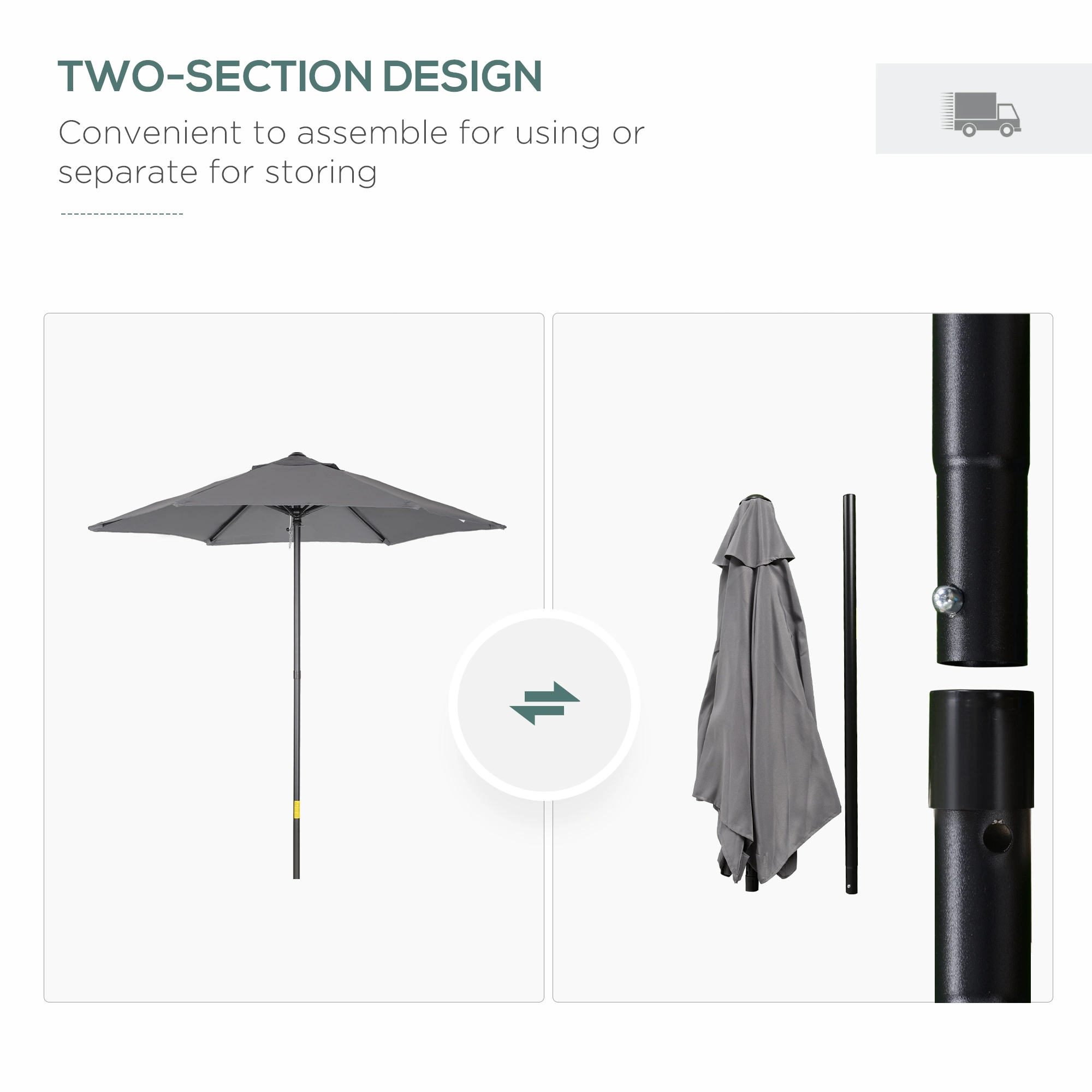 Large Patio Umbrella - Outdoor Garden Umbrella with Crank Tilt System, Durable Construction, Compatible with Standard Umbrella Bases view 2