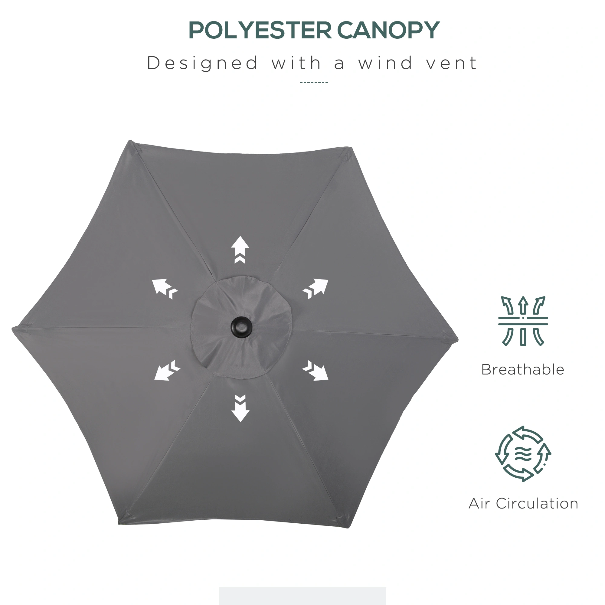 Large Patio Umbrella - Outdoor Garden Umbrella with Crank Tilt System, Durable Construction, Compatible with Standard Umbrella Bases view 3