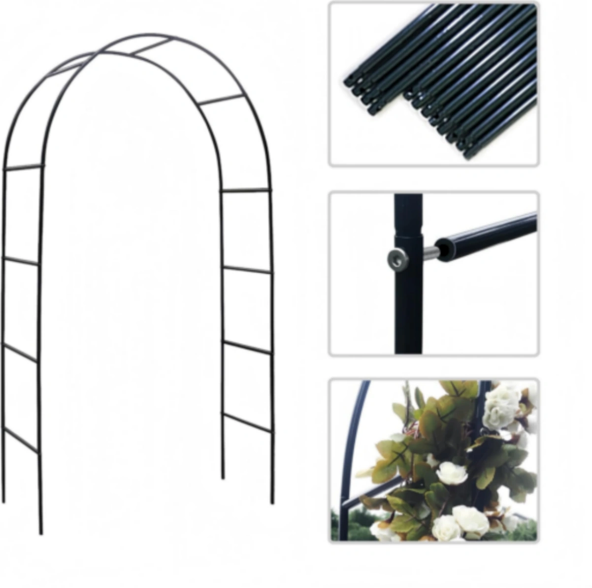 9FT Garden Arch Trellis, Metal Tubular Floral Climbing Plant Archway for Balloon Wedding Party Decoration view 5