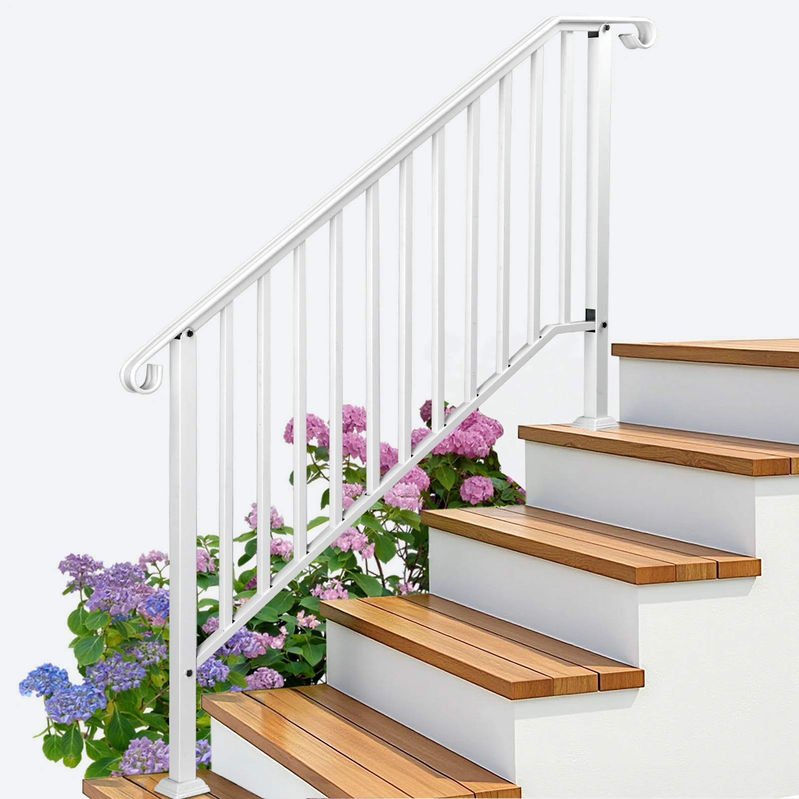 Outdoor 4 Level Iron Handrail Matte White view 13