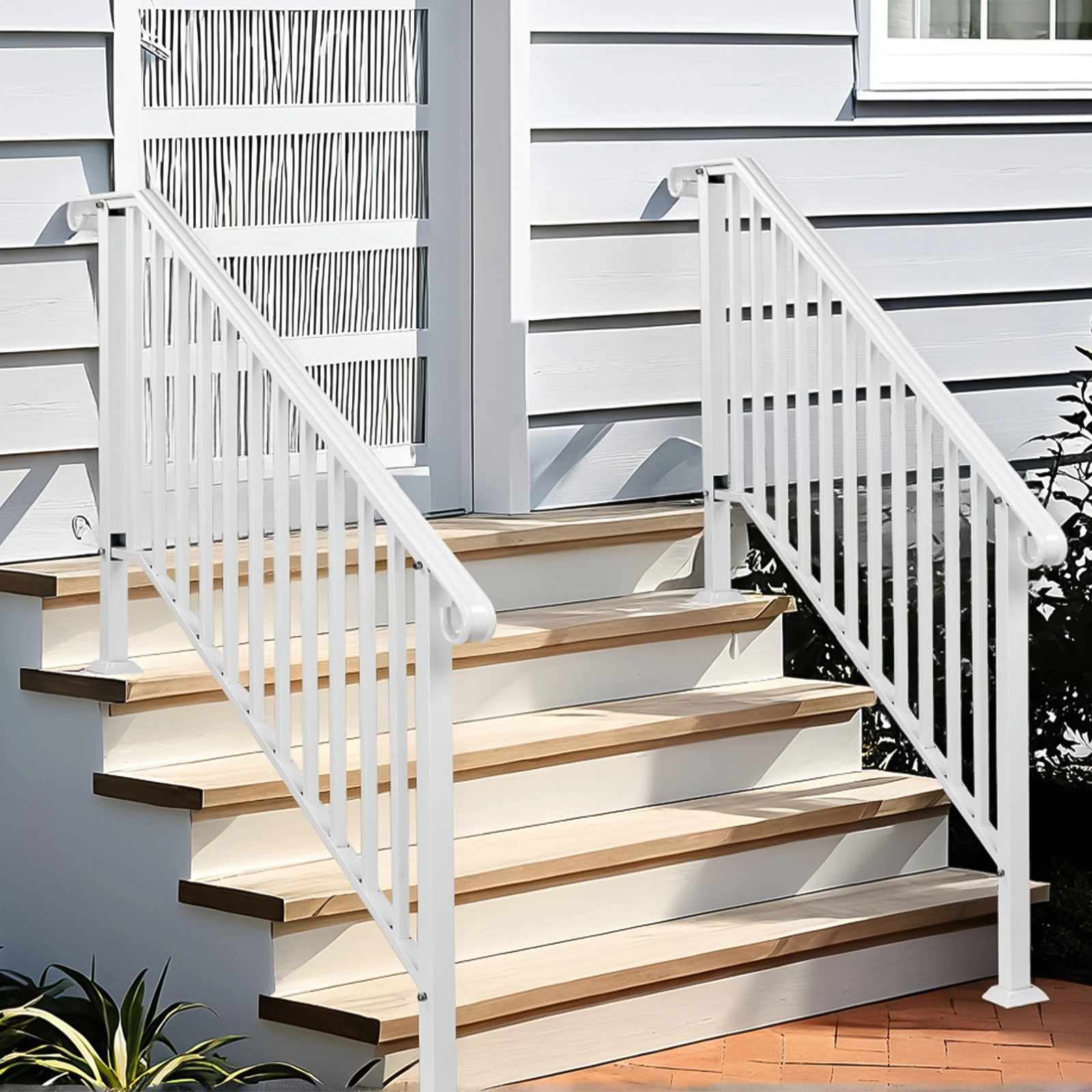 Outdoor 4 Level Iron Handrail Matte White view 4