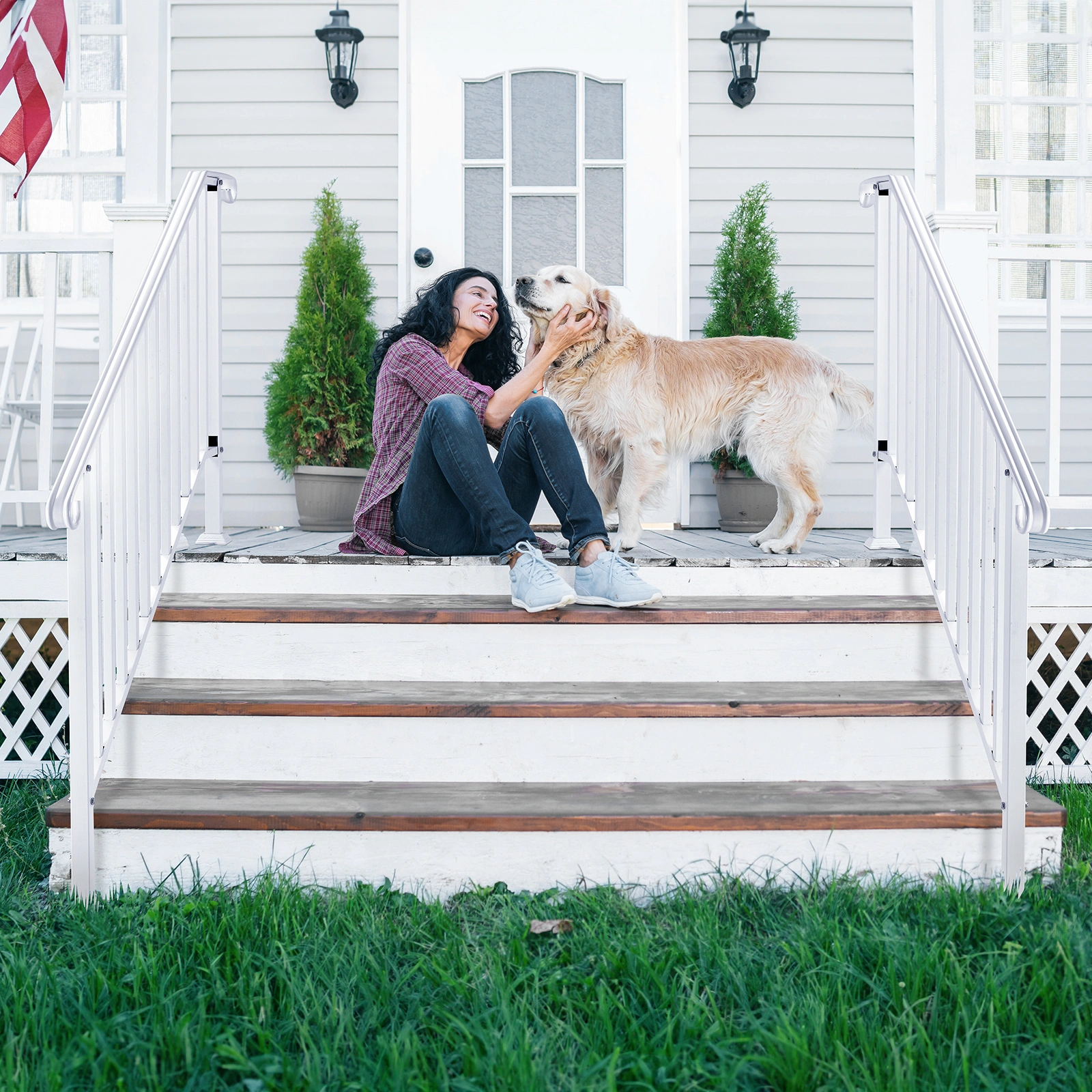 Outdoor 4 Level Iron Handrail Matte White view 5