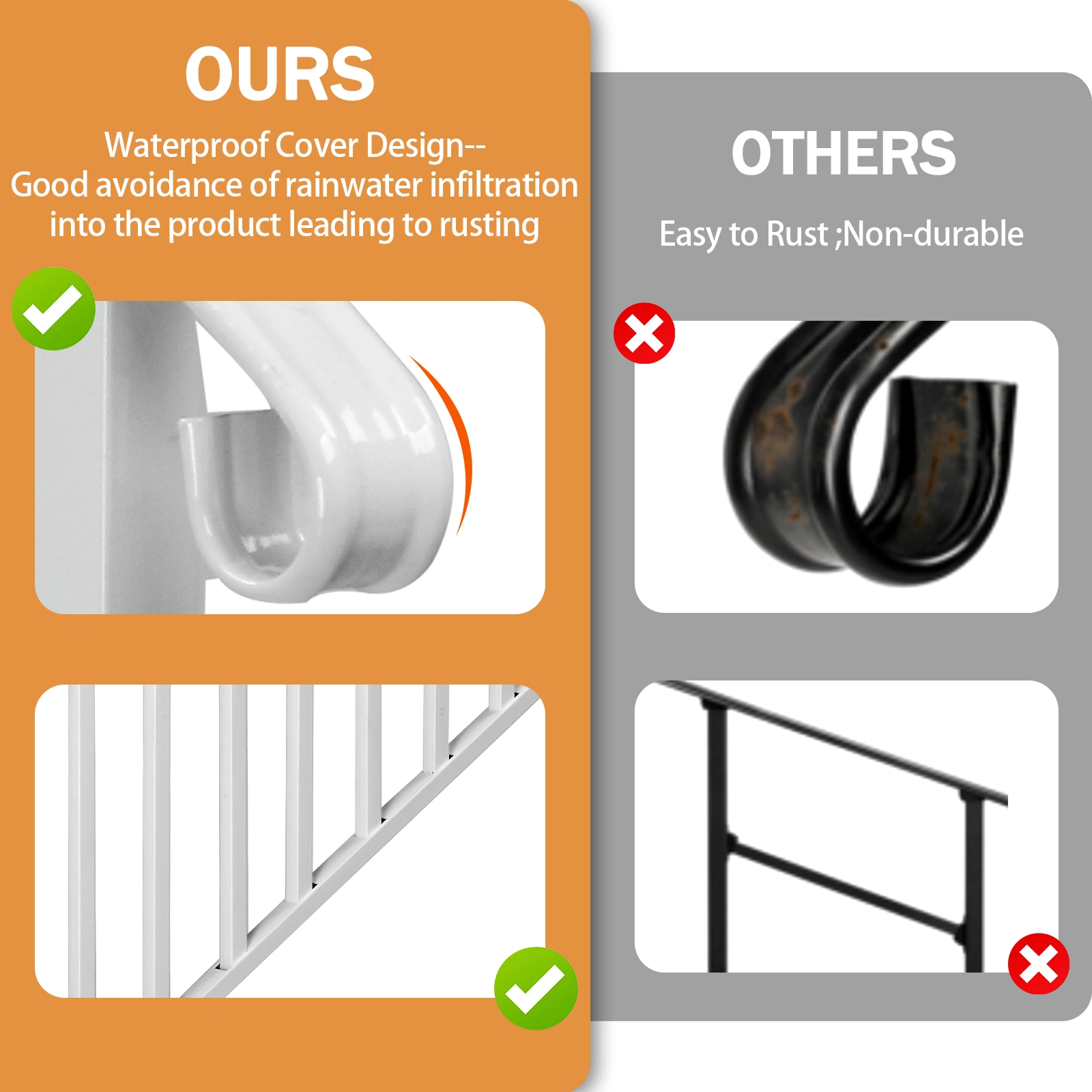 Outdoor 4 Level Iron Handrail Matte White view 8