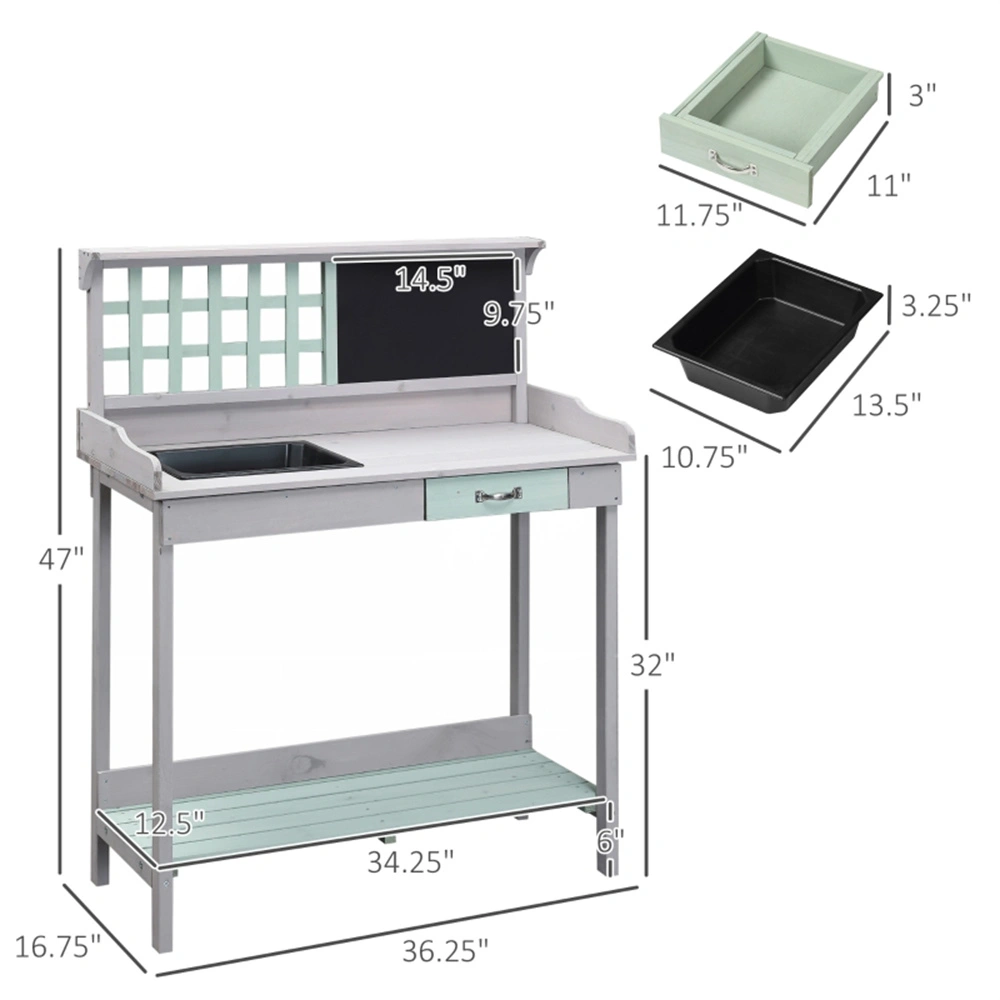 Heavy Duty Garden Work Bench with Open Shelf Storage, Outdoor Potting Bench view 3