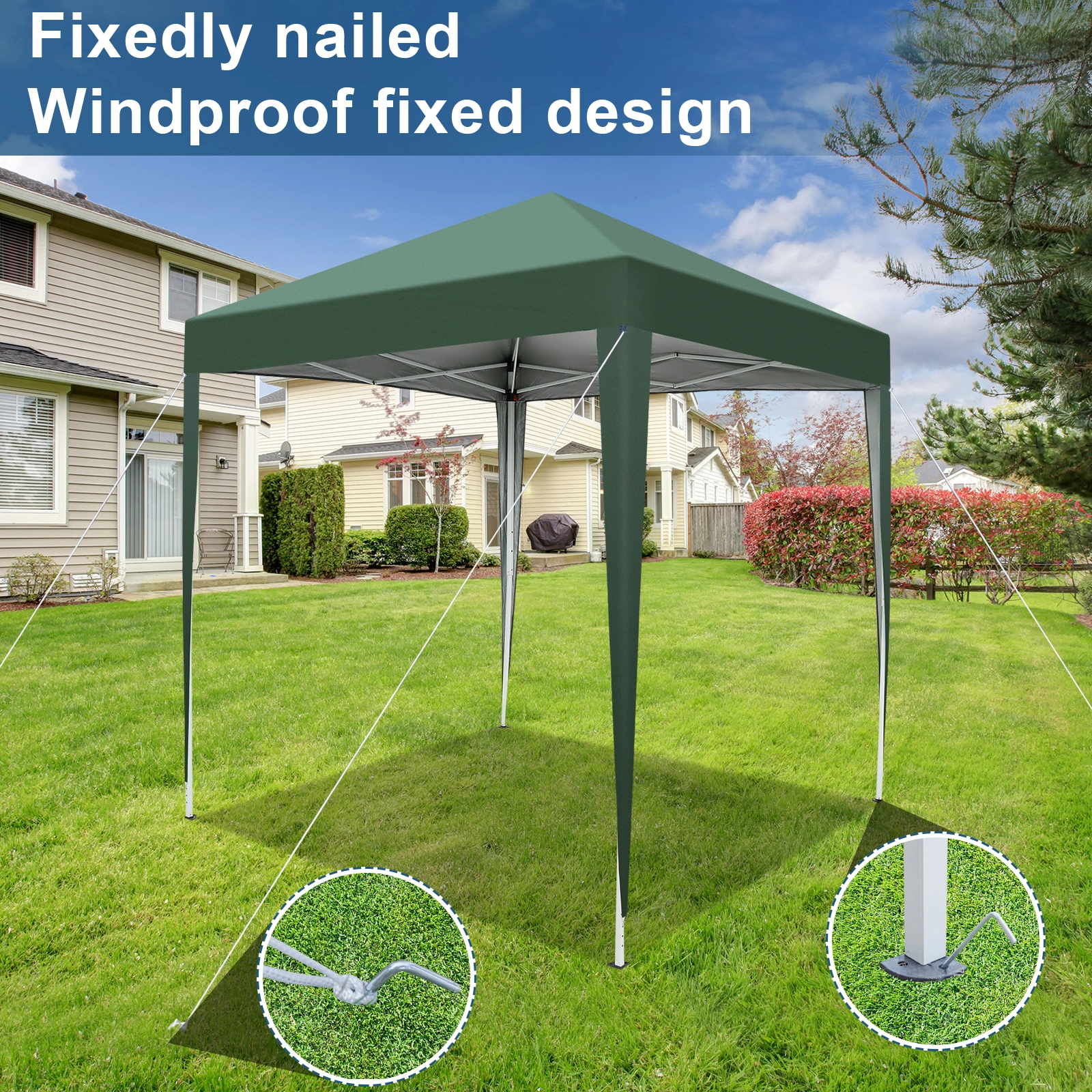 2x2m Green Waterproof Folding Tent, Right-Angle Portable Shelter Canopy for Outdoor Camping & Garden view 26