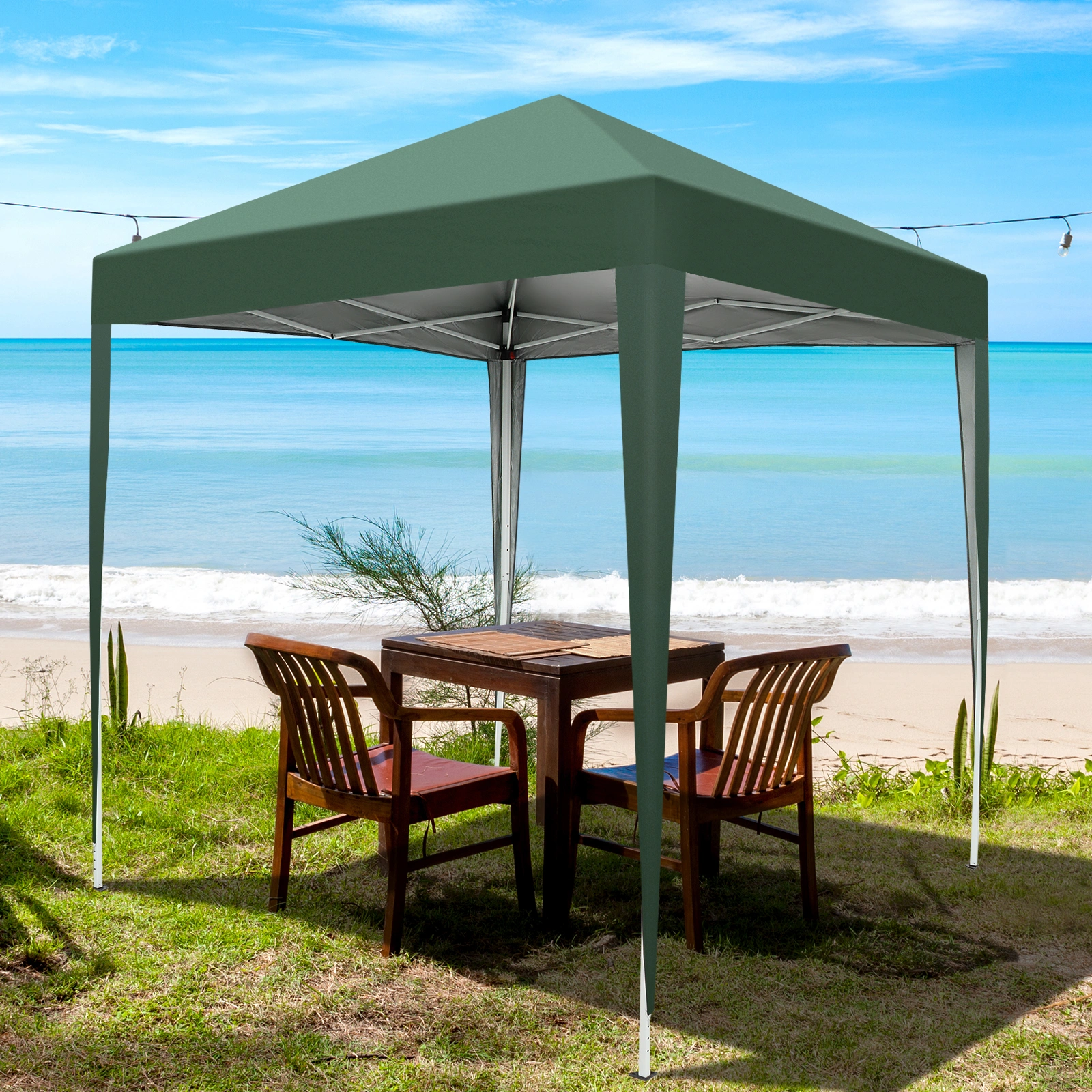 2x2m Green Waterproof Folding Tent, Right-Angle Portable Shelter Canopy for Outdoor Camping & Garden view 28
