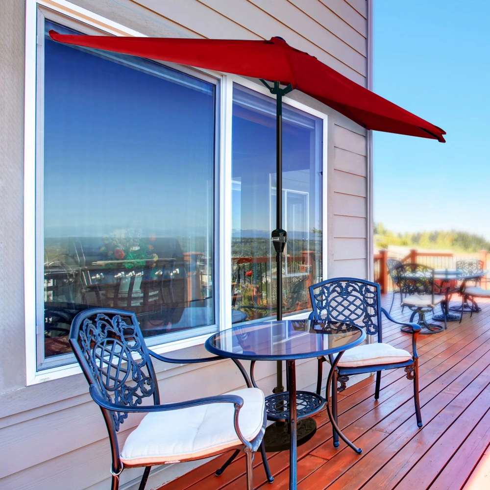 9ft Half Umbrella for Balcony, Porch, or Deck, Red (Shipment from Walmart) view 6