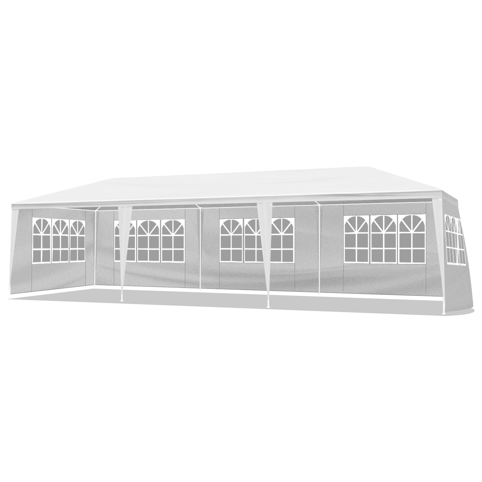 3x9m 5-Sided Metal Pergola with PE Cloth Cover, Spiral Pipe Garden Canopy for Patio Backyard