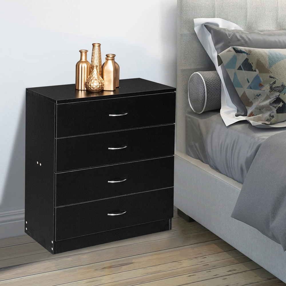 Modern 4-Drawer Dresser Cabinet, Black Storage Console with Simple Design, Bedroom Living Room Organizer view 2