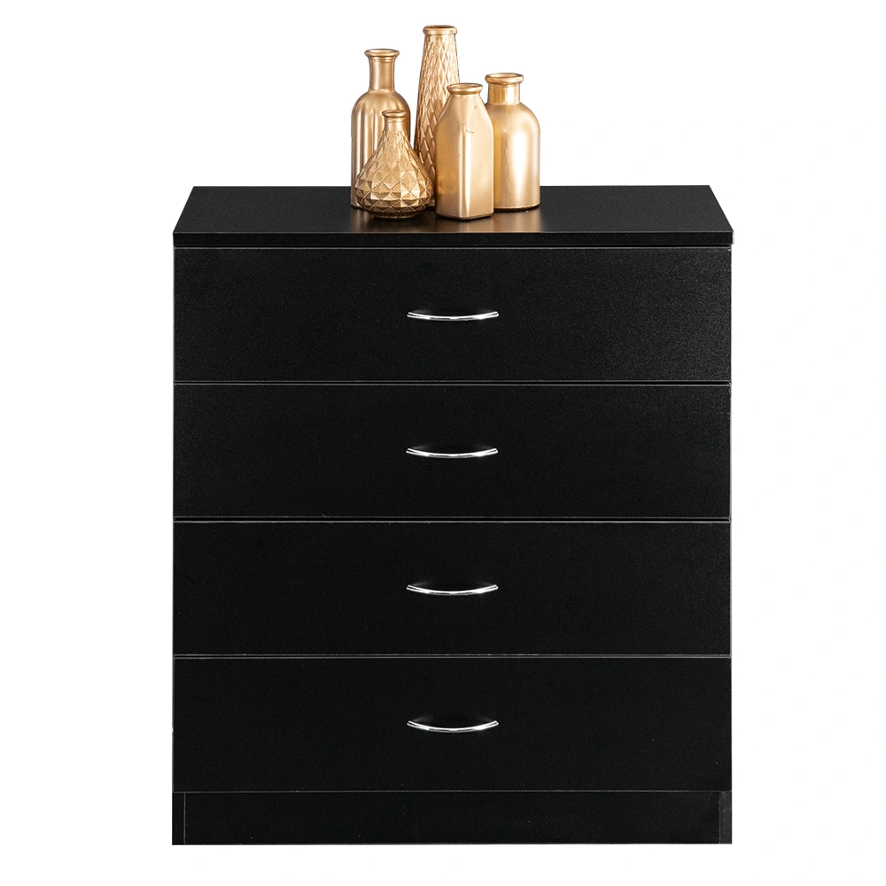 Modern 4-Drawer Dresser Cabinet, Black Storage Console with Simple Design, Bedroom Living Room Organizer view 3