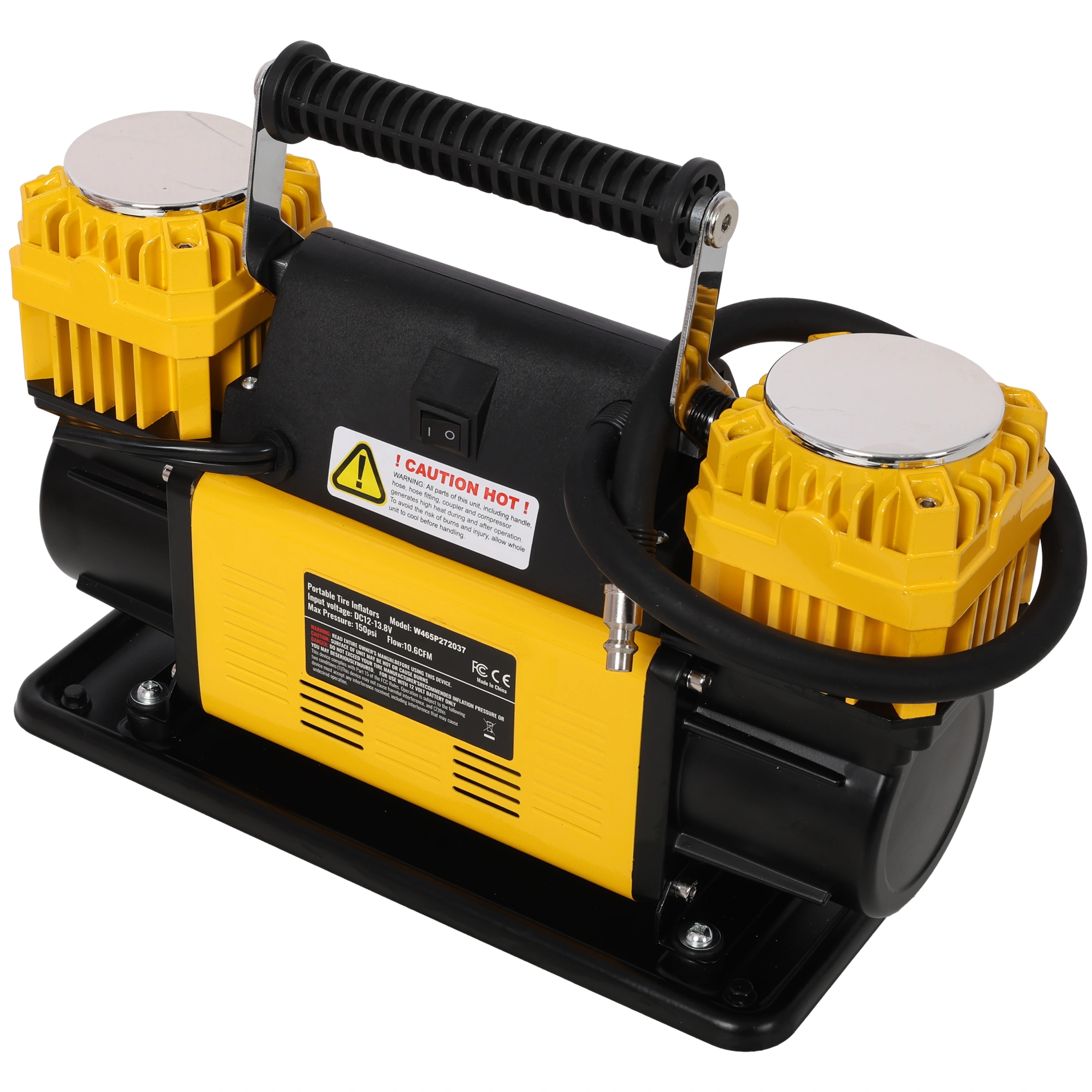 12V Dual Cylinder Air Compressor Tire Inflator, 150 PSI Heavy Duty Air Pump w/Pressure Gauge for Car SUV RV Truck view 10