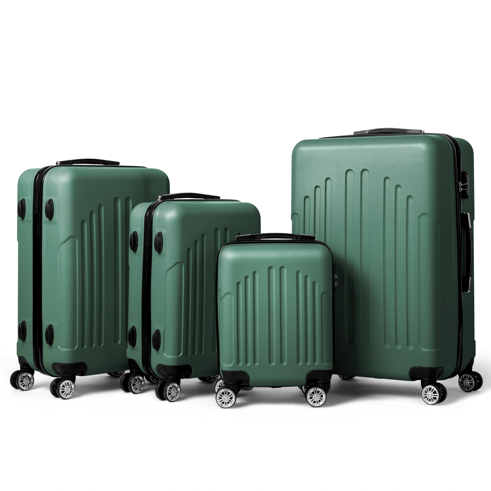 Curved Vertical Stripe 4-in-1 Trolley Case - Retro Green view 10