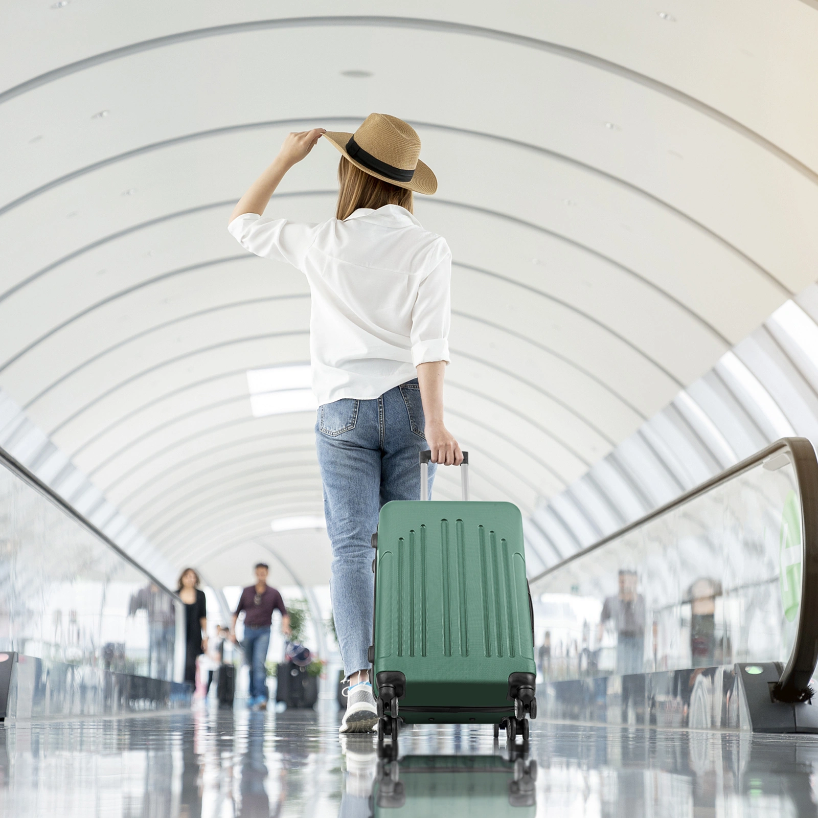 Curved Vertical Stripe 4-in-1 Trolley Case - Retro Green view 12
