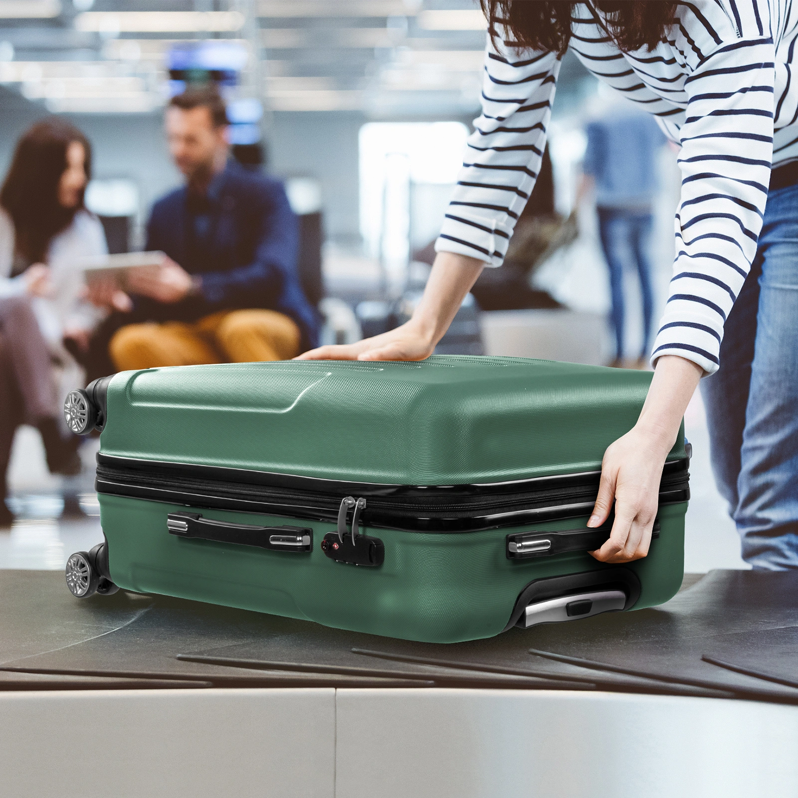 Curved Vertical Stripe 4-in-1 Trolley Case - Retro Green view 16