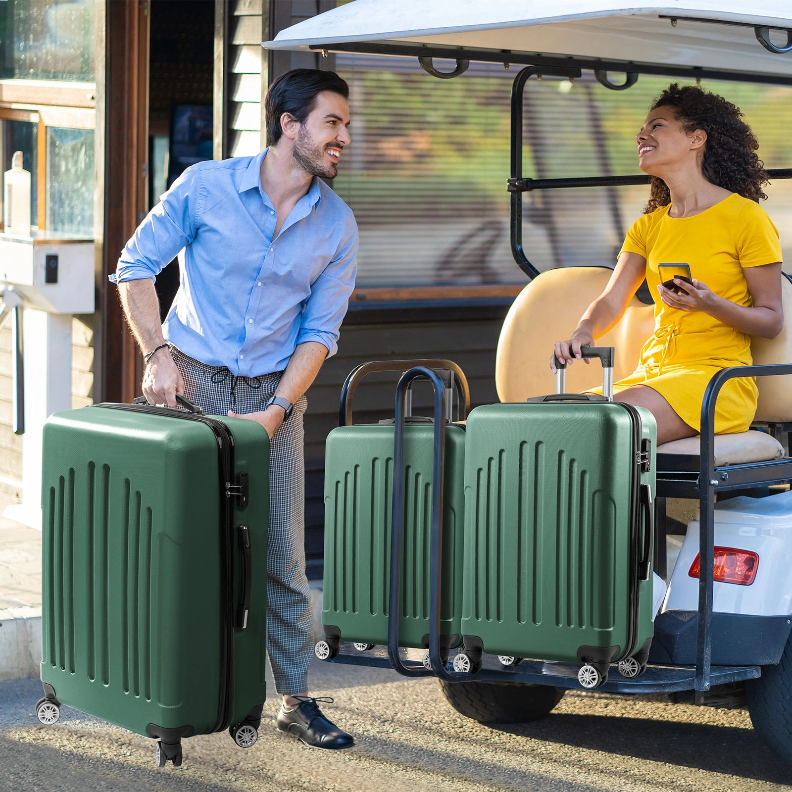 Curved Vertical Stripe 4-in-1 Trolley Case - Retro Green view 17
