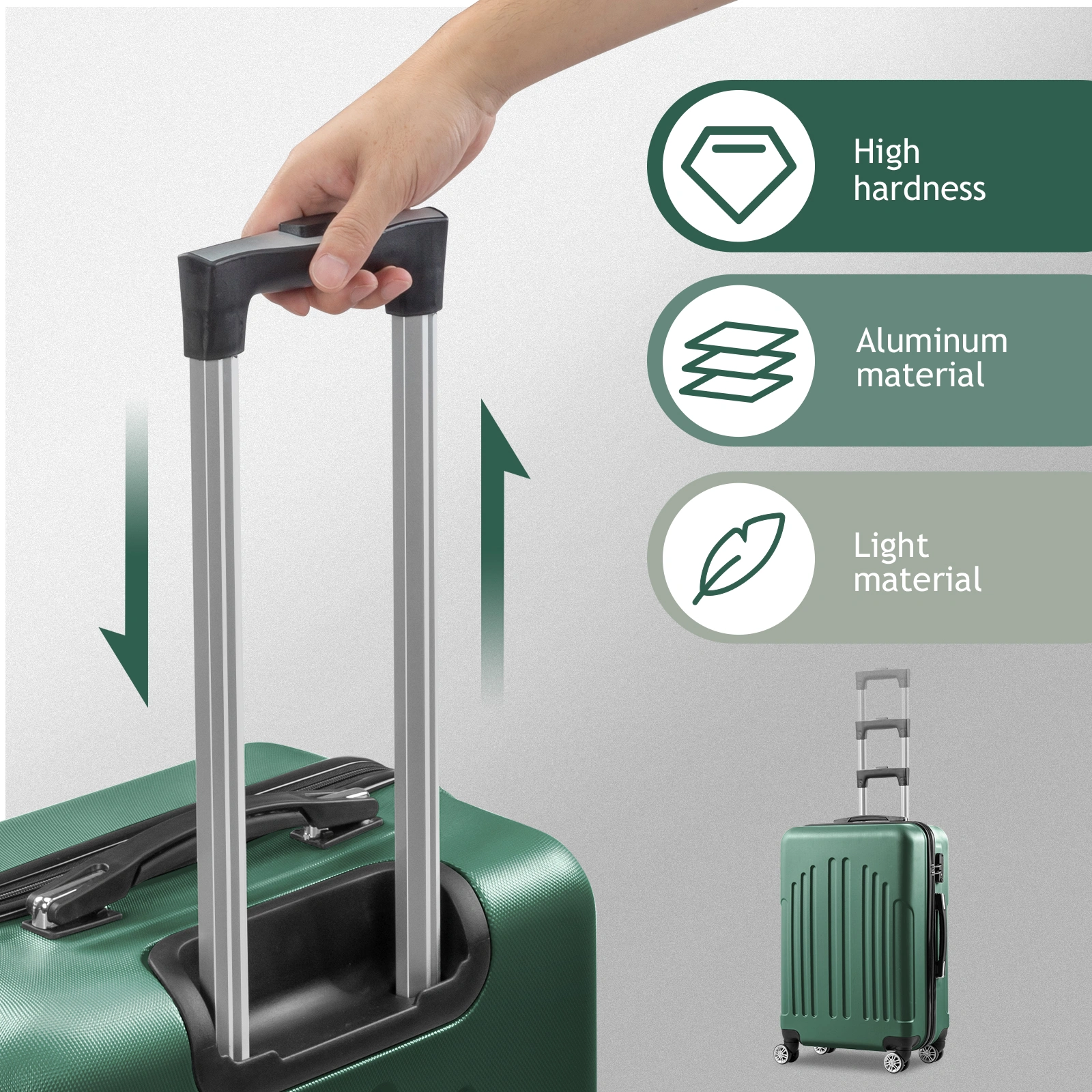 Curved Vertical Stripe 4-in-1 Trolley Case - Retro Green view 6