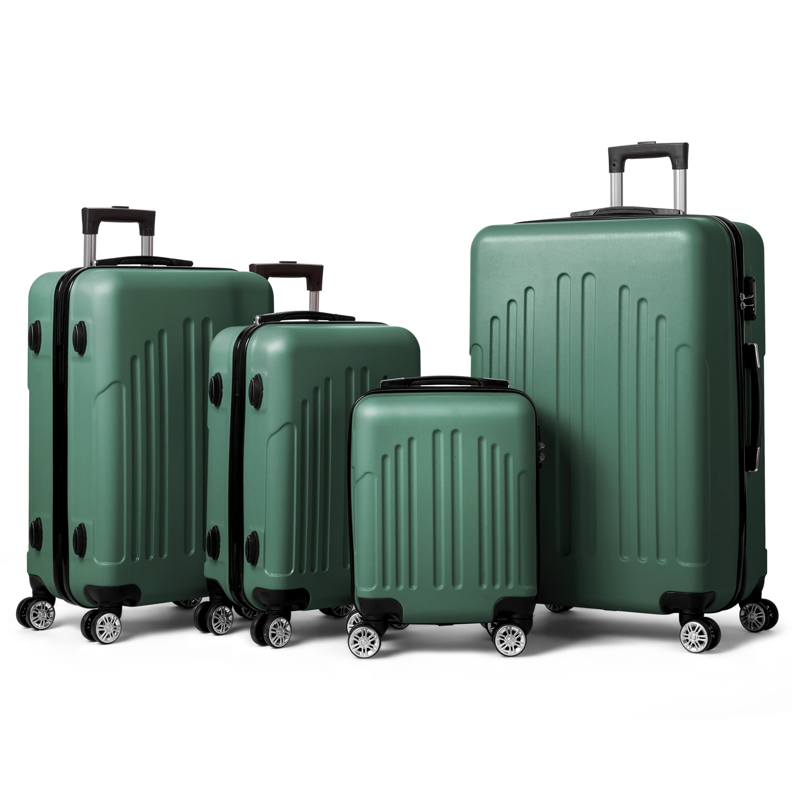 Curved Vertical Stripe 4-in-1 Trolley Case - Retro Green view 9