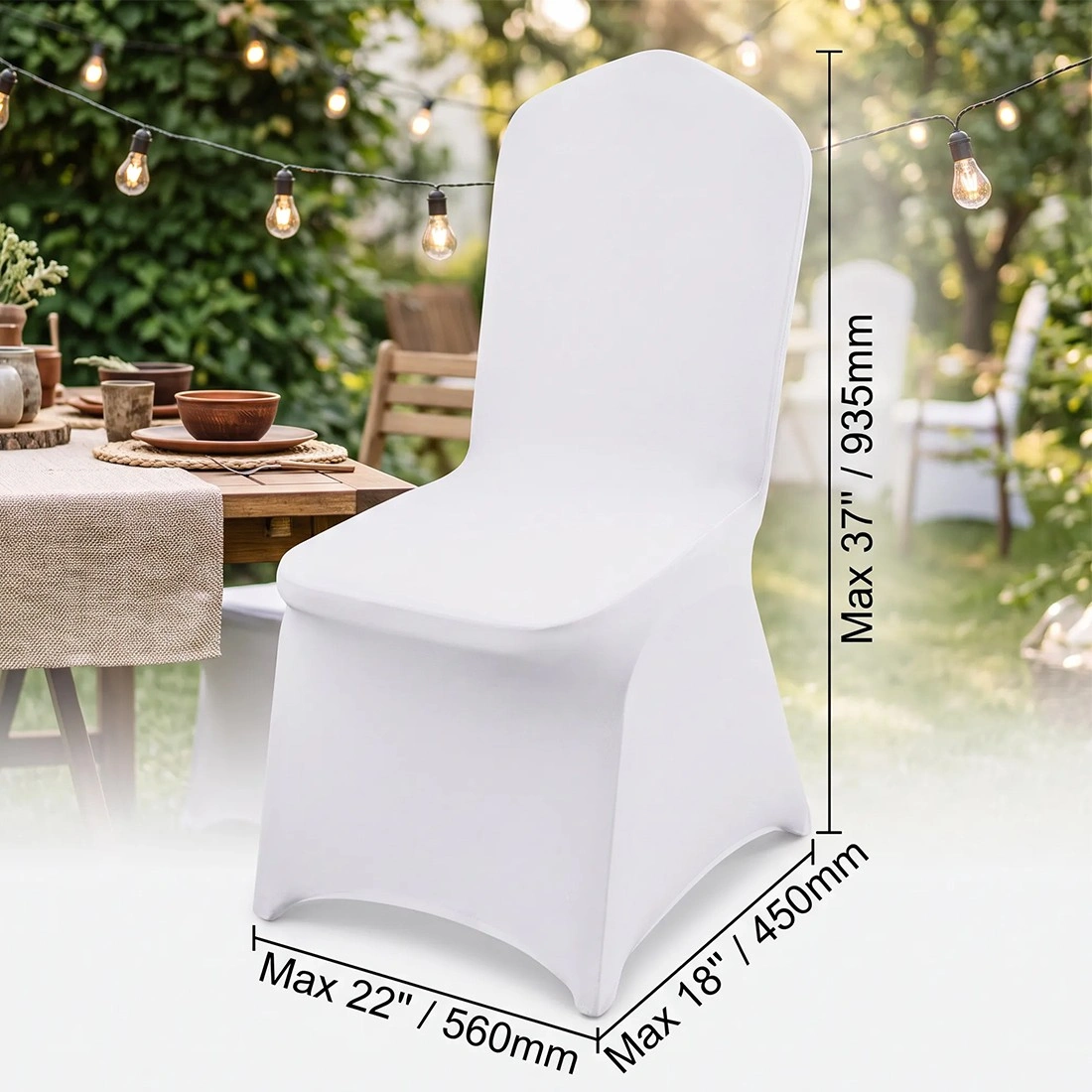 1PC White Stretch Spandex Folding Chair Cover, Formal Banquet Chair Slipcover UK view 3