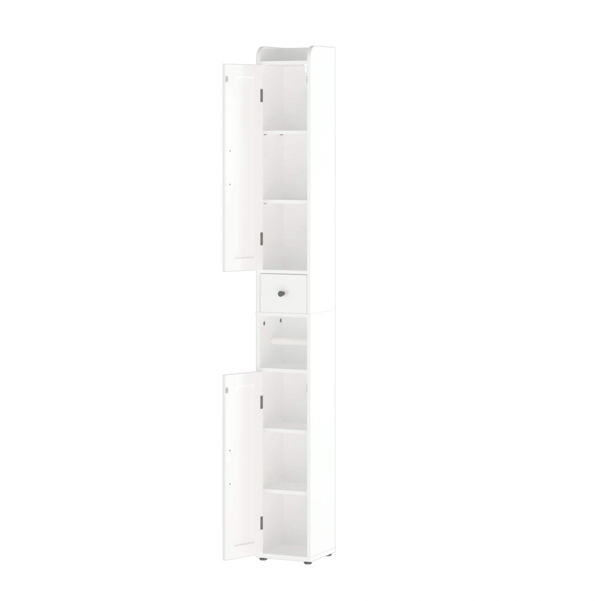 Tall Bathroom Storage Cabinet 67.5", Slim Freestanding 2-Door White Storage Console with Adjustable Shelves, Anti-Tip & Open Compartments for Small Spaces view 10