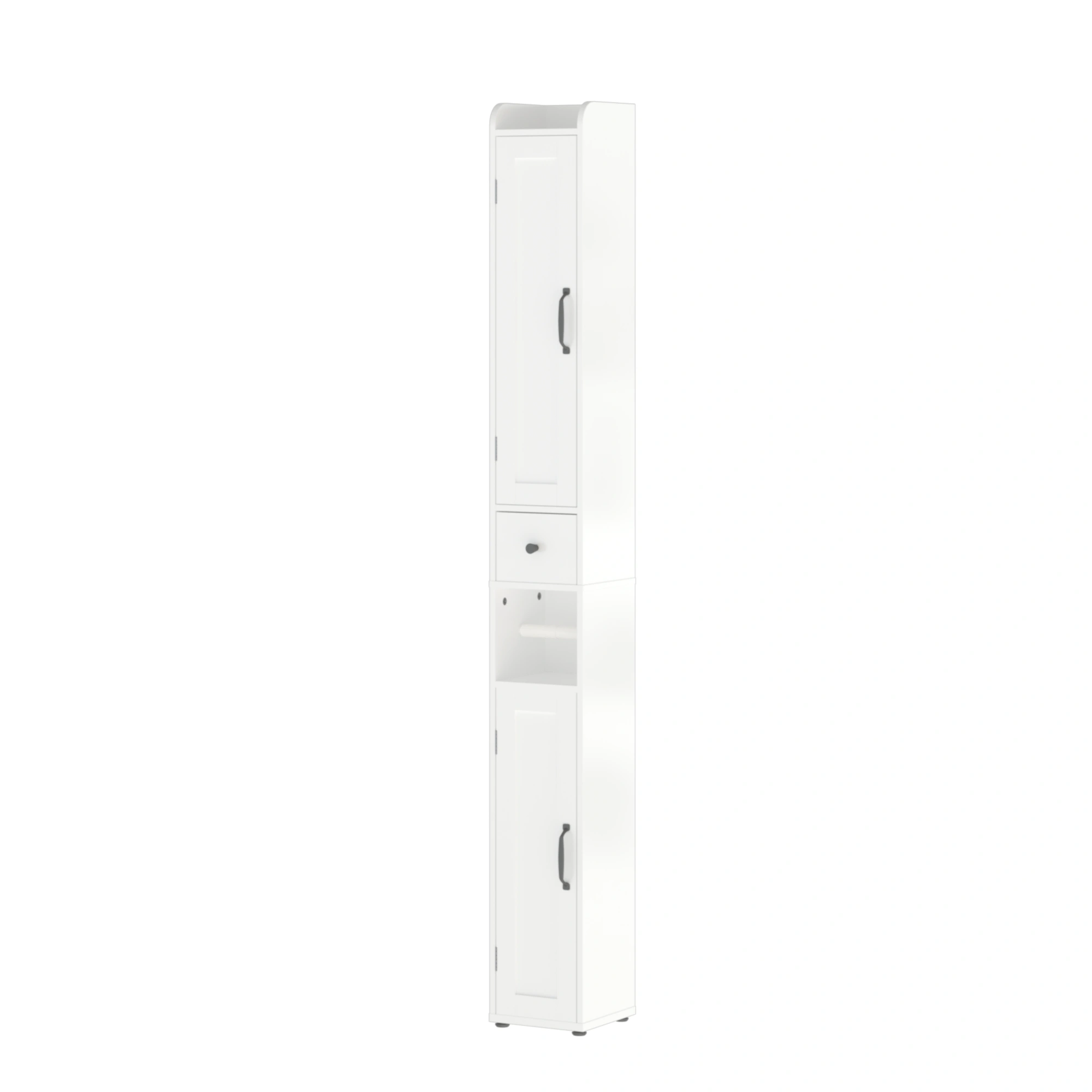 Tall Bathroom Storage Cabinet 67.5", Slim Freestanding 2-Door White Storage Console with Adjustable Shelves, Anti-Tip & Open Compartments for Small Spaces view 6