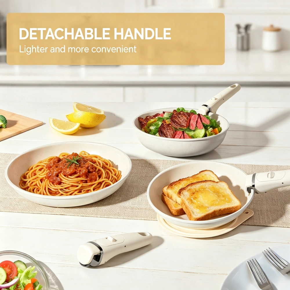 22-Piece Aluminum Cookware Set, 6 Pots with 3 Lids, Detachable Handles, Non-Stick Kitchen Cookware view 6