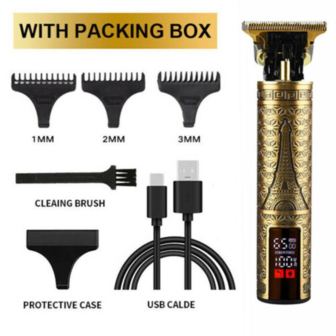 LCD Professional Hair Clippers and Beard Trimmer for Men, Cordless Barber Shaving Machine, Rechargeable Hair Cut Trimmer with Screen Display