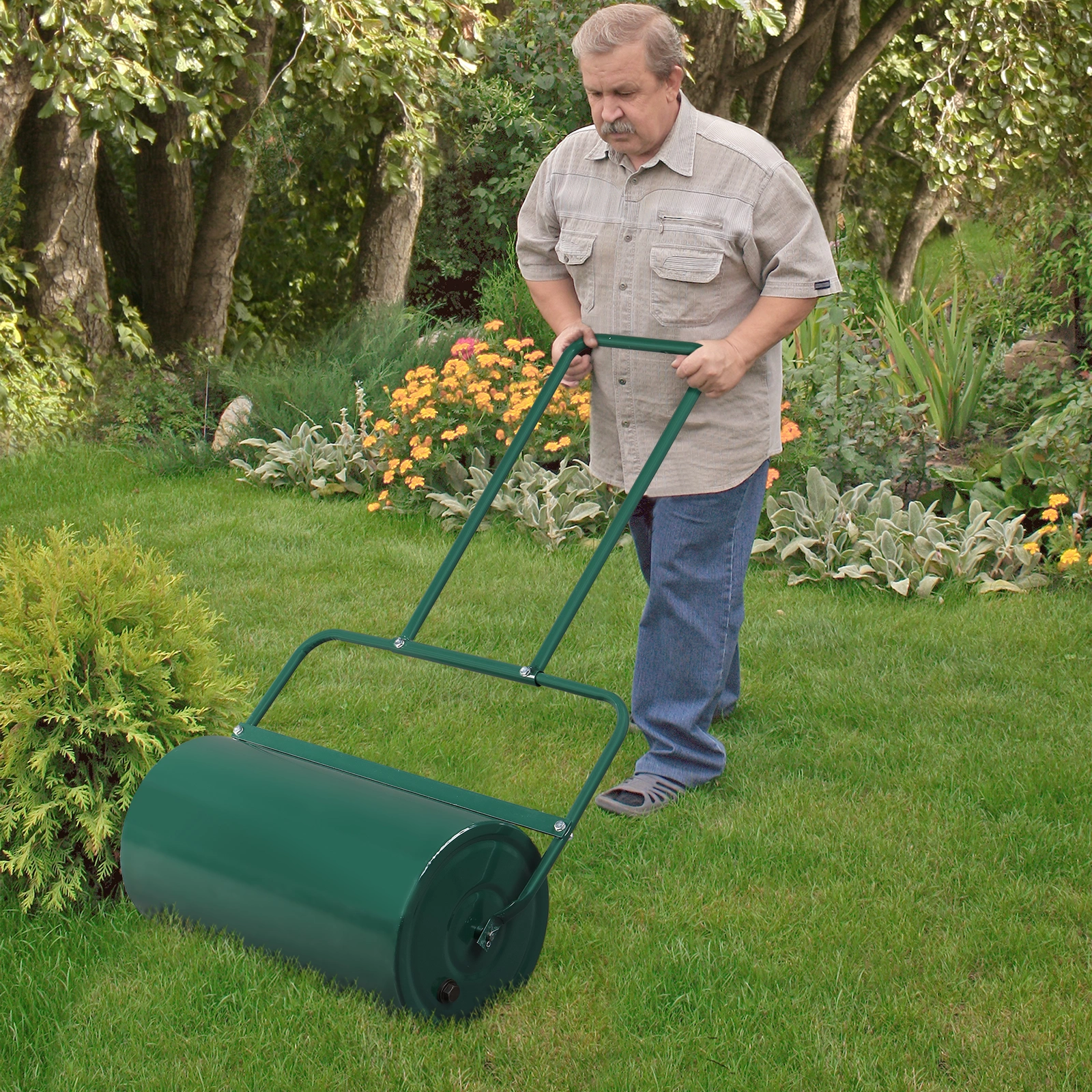 24in Lawn Roller Iron Cylindrical Garden North America Black(same as 90673505) view 12