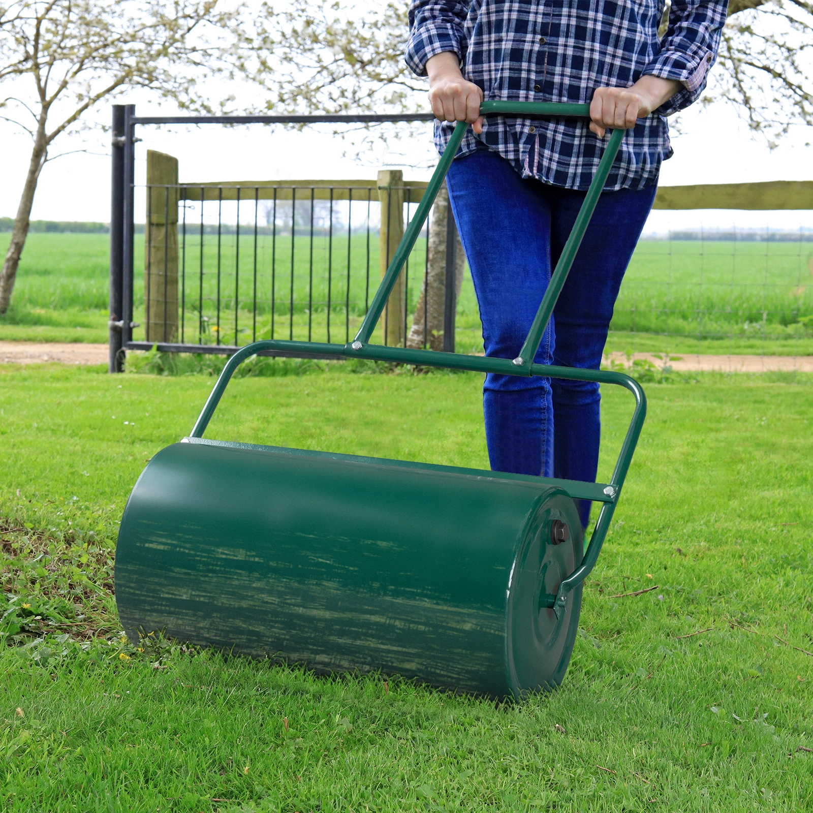 24in Lawn Roller Iron Cylindrical Garden North America Black(same as 90673505) view 13