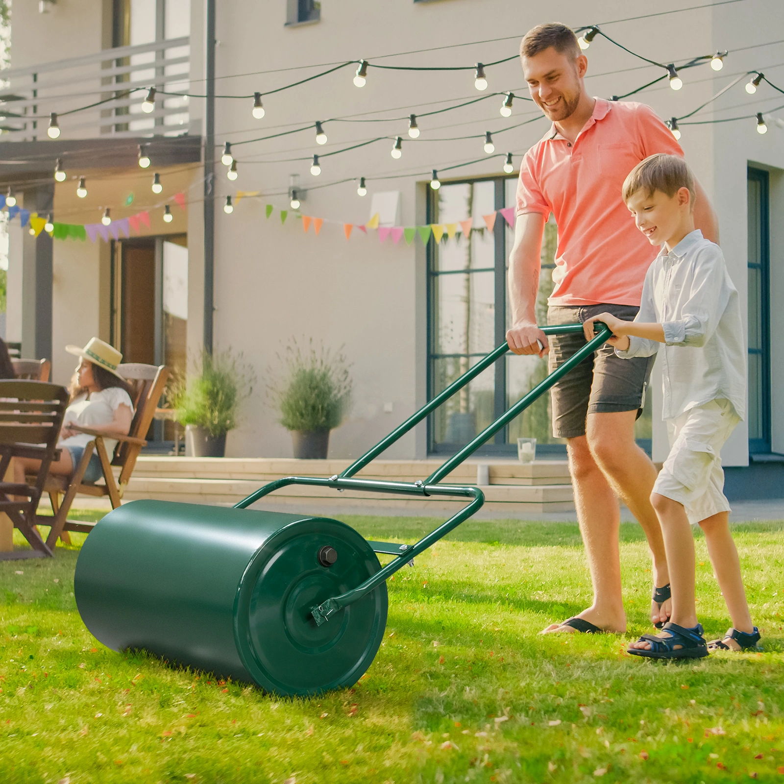 24in Lawn Roller Iron Cylindrical Garden North America Black(same as 90673505) view 16